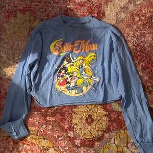 Sailor moon crop screen print long sleeve tee